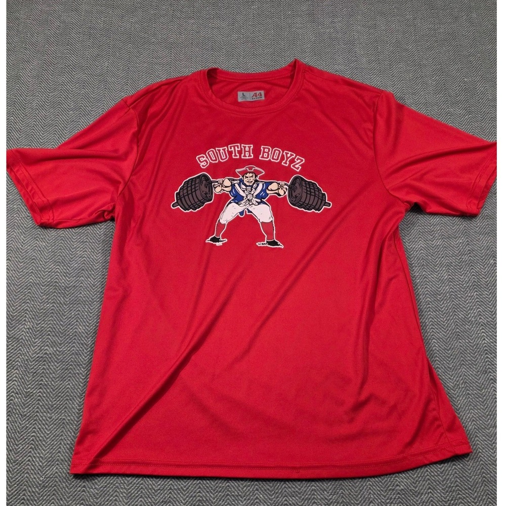 A4 South Boyz Graphic Performance T-Shirt Red Mens Large Weightlifting Squat Tee